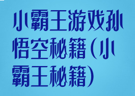 小霸王游戏孙悟空秘籍(小霸王秘籍)