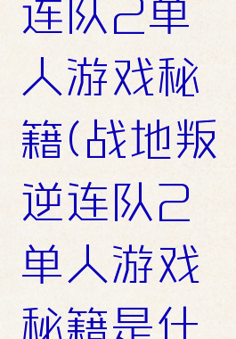 战地叛逆连队2单人游戏秘籍(战地叛逆连队2单人游戏秘籍是什么)