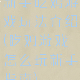 新手吃鸡游戏玩法介绍(吃鸡游戏怎么玩新手指南)