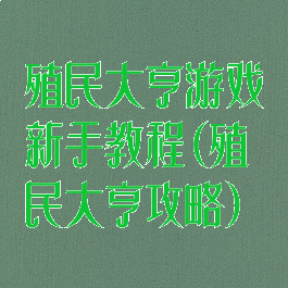 殖民大亨游戏新手教程(殖民大亨攻略)