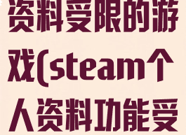 steam个人资料受限的游戏(steam个人资料功能受限的游戏)